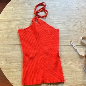 Sofia by Sofia Vergara Red Ribbed halter Top